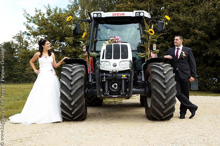 Hochzeit mit Traktor